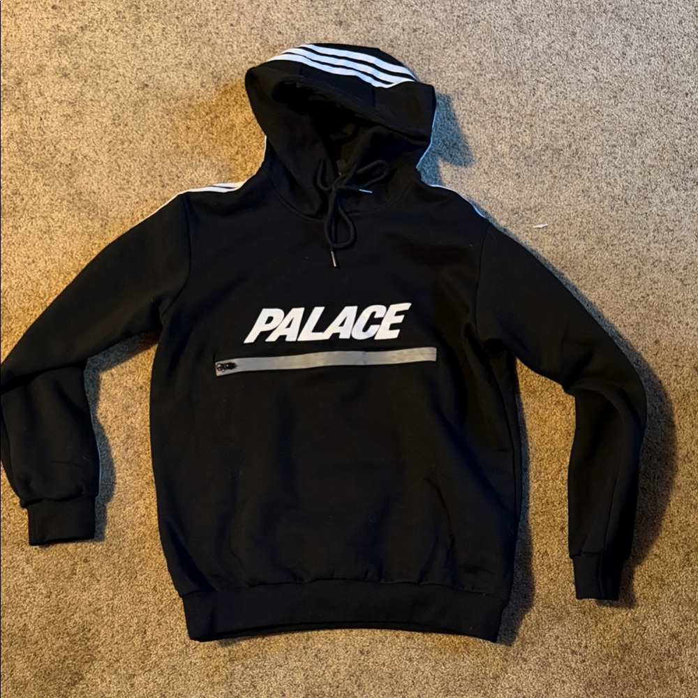 PALACE Black Hoodie with White Accents